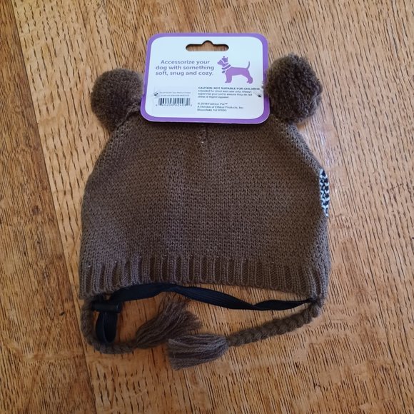 NWT! Dog Hat with pom poms with ear holes (5063) - Picture 3 of 6